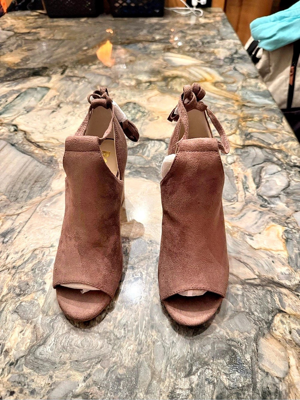 BC Brown Peep Toe suede Heels Like New size 8